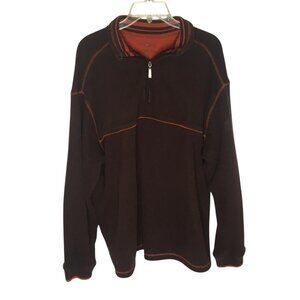 Sun River Sweatshirt Mens Large Brown Fleece 1/4 Zip Pullover Contrast Stitching